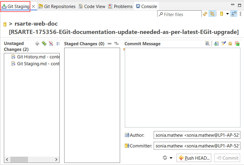 Git Staging View