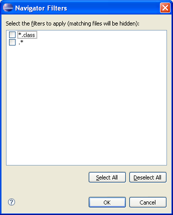 Filter selection dialog