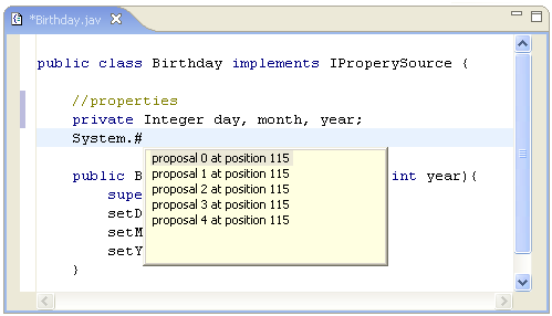 Java context assist