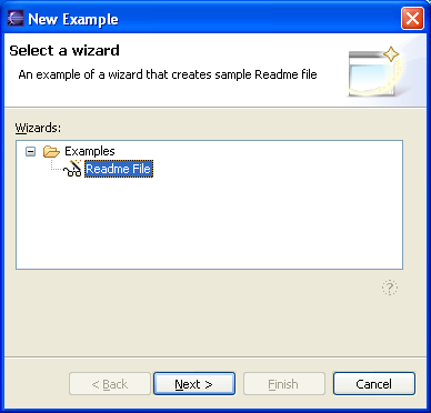 New example wizard with readme entries