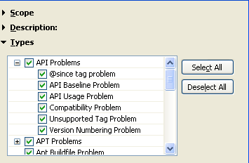 Picture of Problems view's 'Filters' dialog