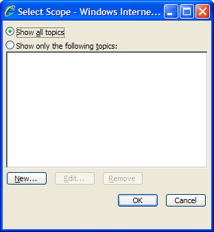 Scope selection dialog.