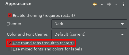 Use round tabs appearance preference